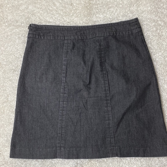 Sandro Grey/Blue Light Weight Denim Sailor Style Pockets Zipper A-Line Skirt 12P - Picture 2 of 8